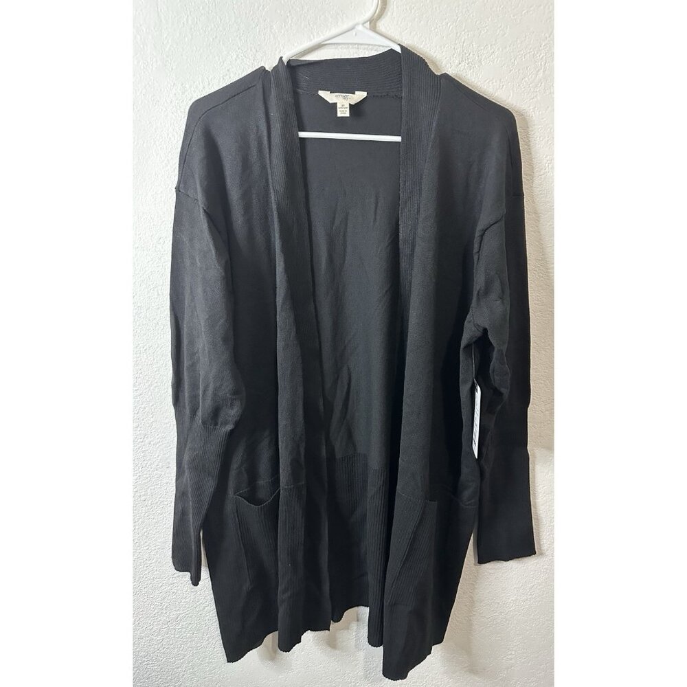 Terra & Sky Women’s Open Front Longline Gauge Cardigan Sweater Size 2XL